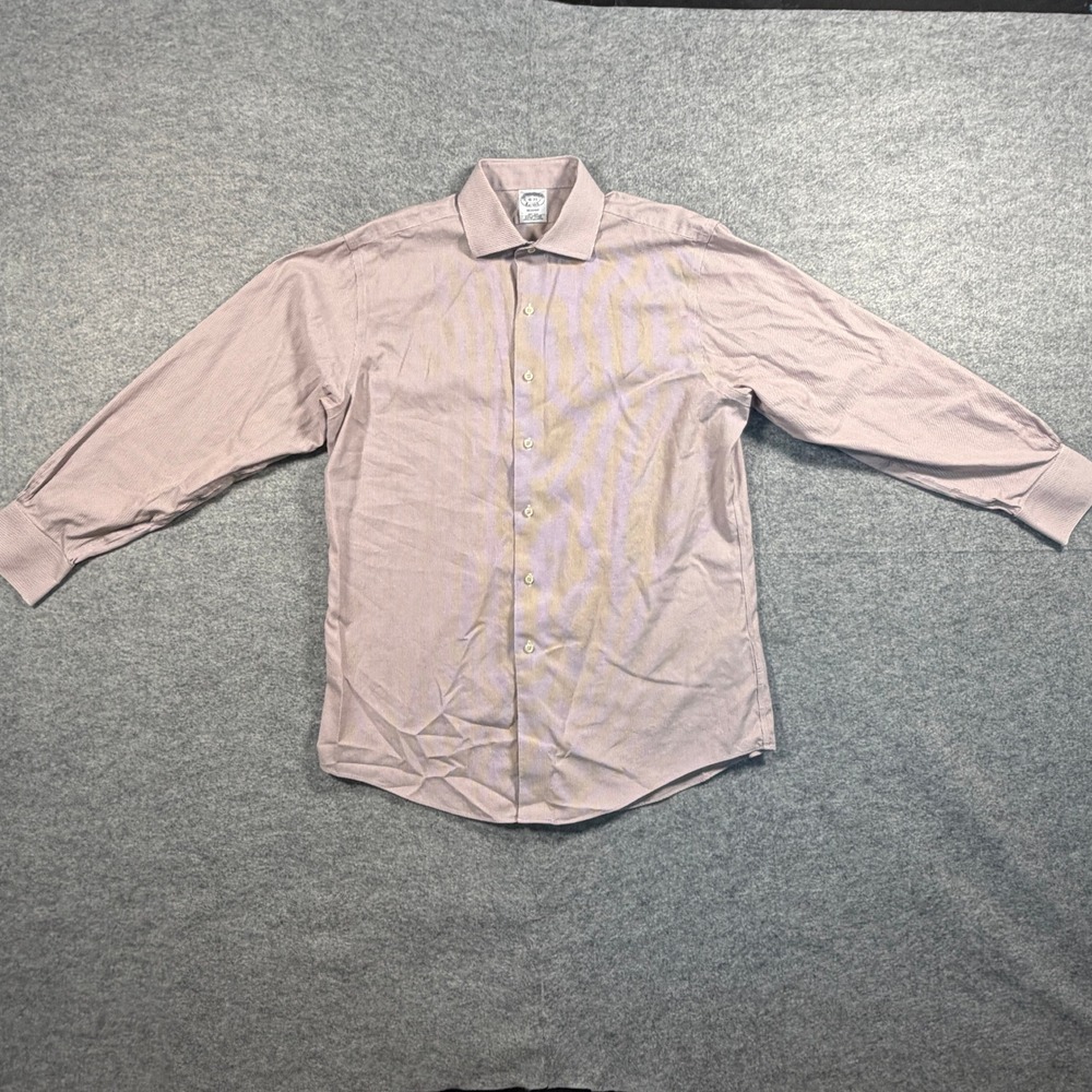 Brooks Brothers Mens Regent Dress Shirt 16-33 Orange White Stripe Supima Cotton